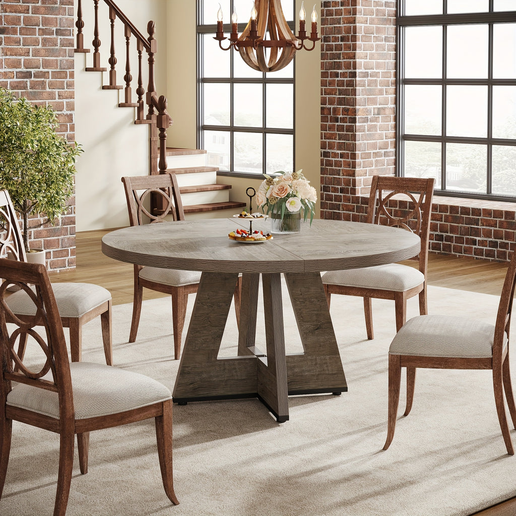 47 inch farmhouse dining table rustic round dinner table 4