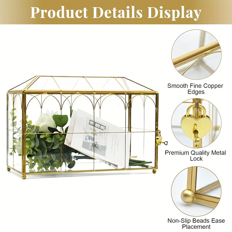 golden glass card box lock slots   inches   25 9cm