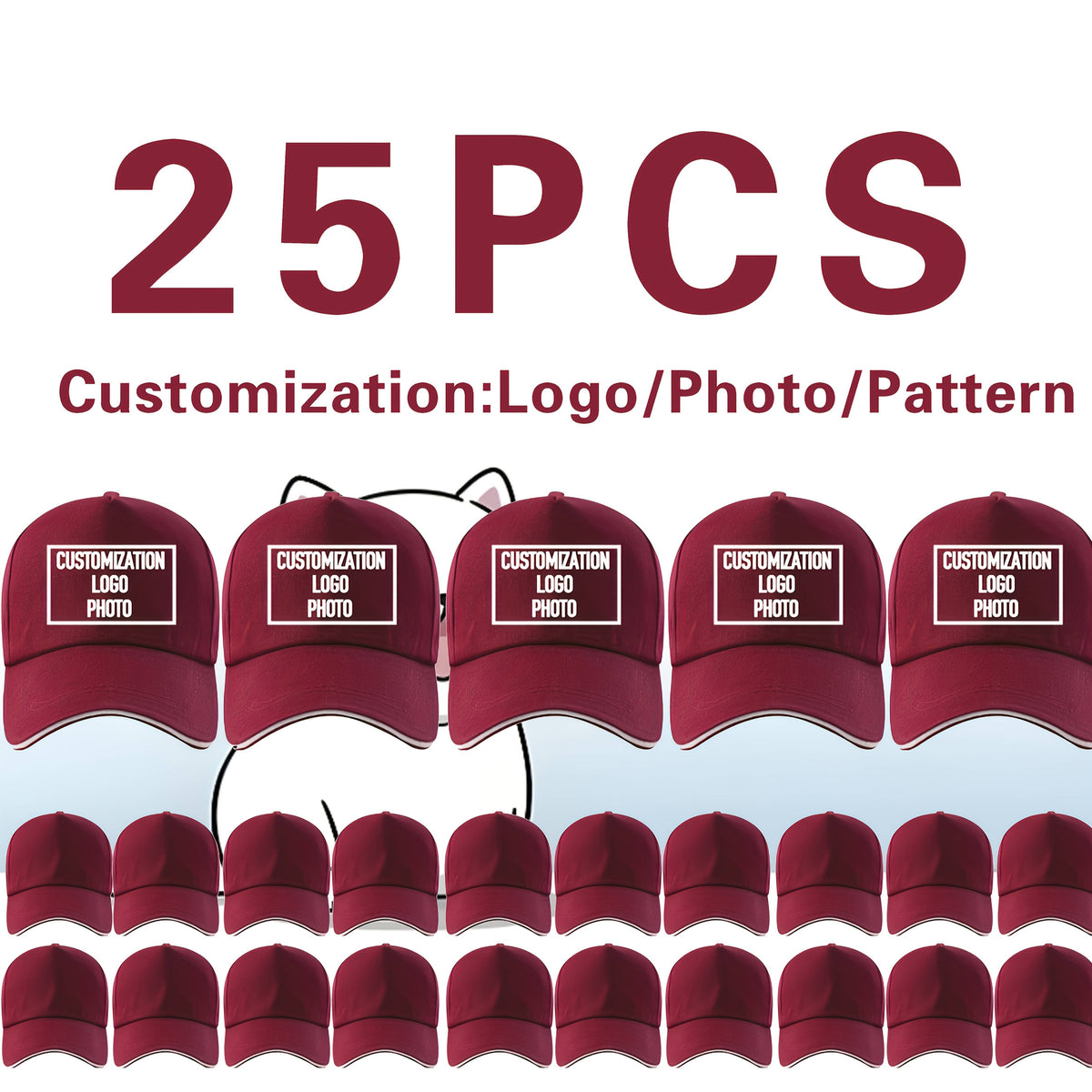25pcs customizable     baseball caps adjustable
