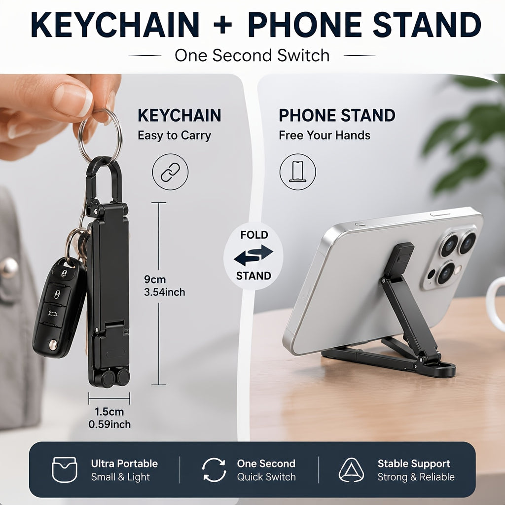 foldable mini keychain phone stand spring hook portable