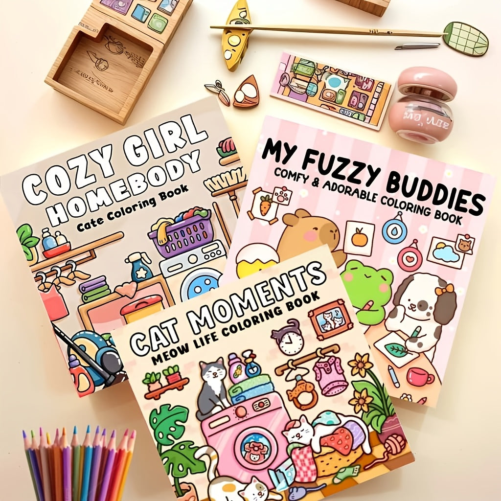 a 3pcs set relaxing stress relieving coloring books