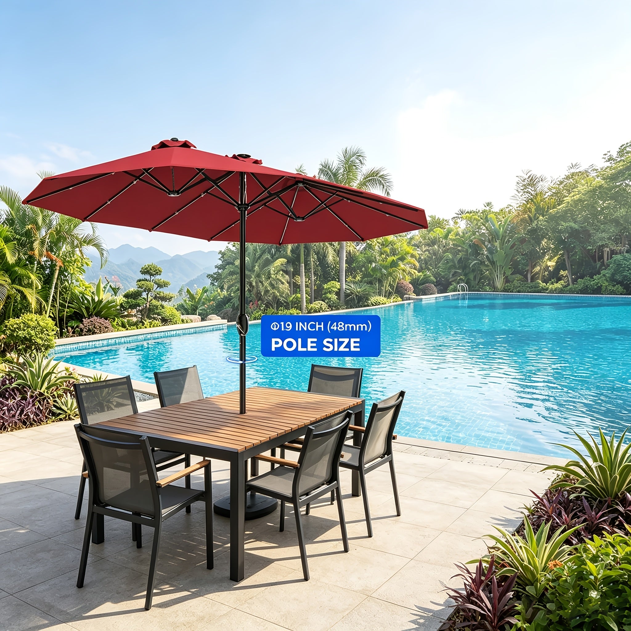 15ft double sided patio umbrella rgb solar colorful lights