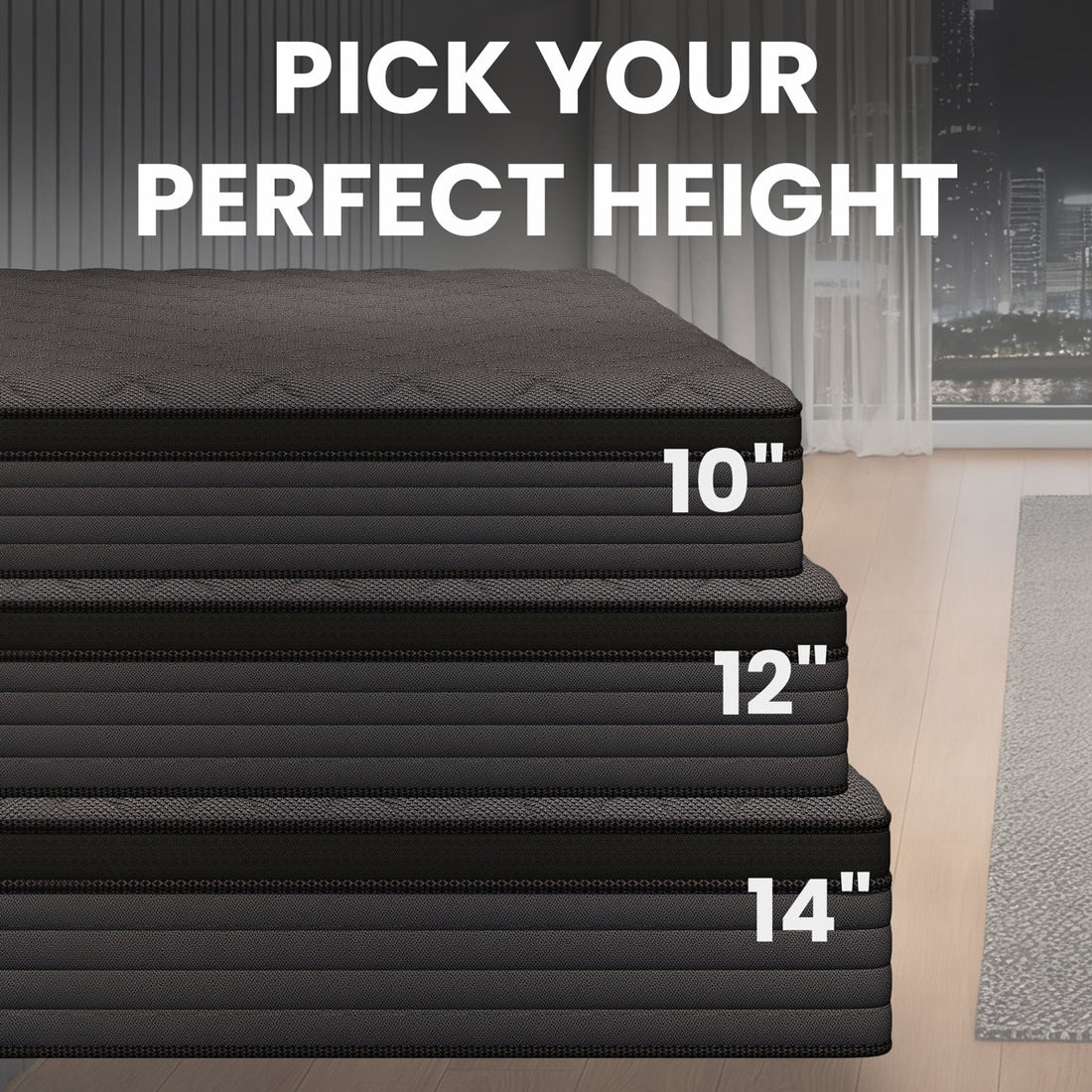 10"/12"/14"Gel Memory Foam Medium Hybrid Cooling Mattresses In A Box
