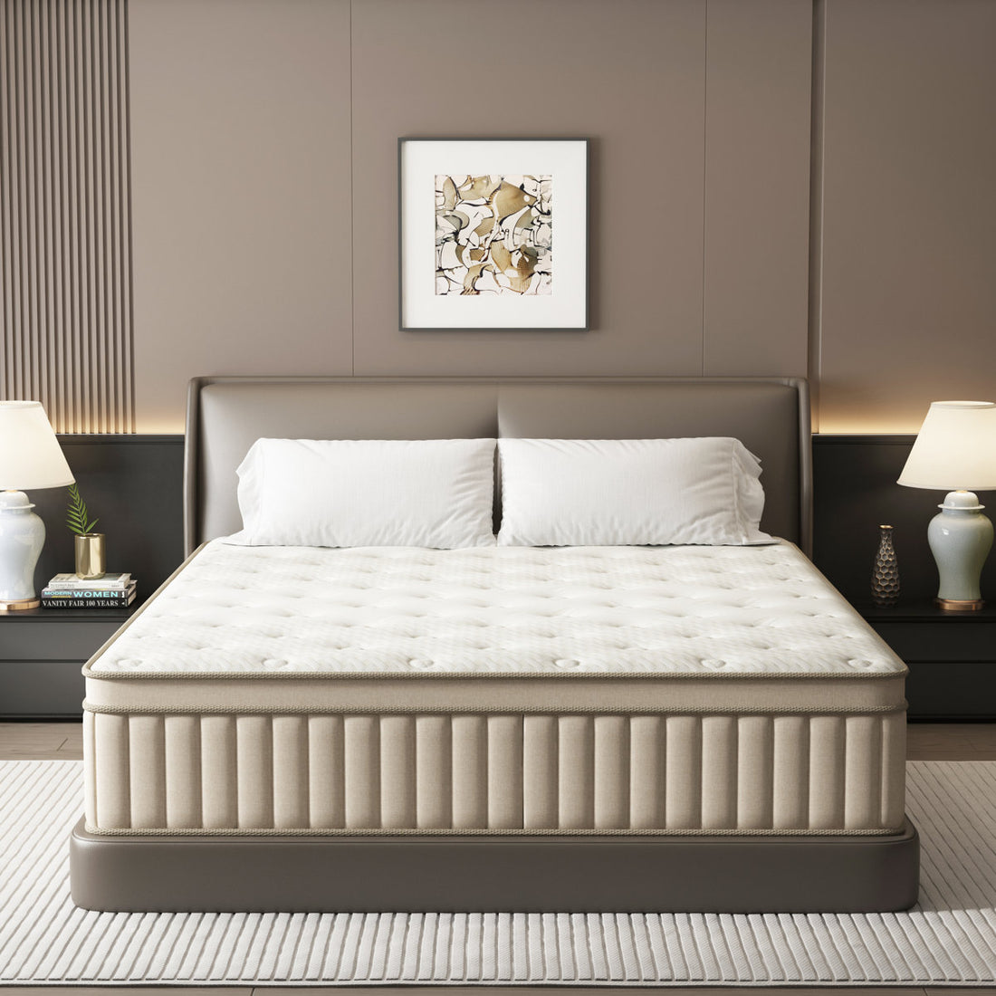 10"/12"/14" Medium Cooling Hybrid Mattress in a Box with Individually Wrapped Pocket Coils, Pressure Relief & Motion Isolation
