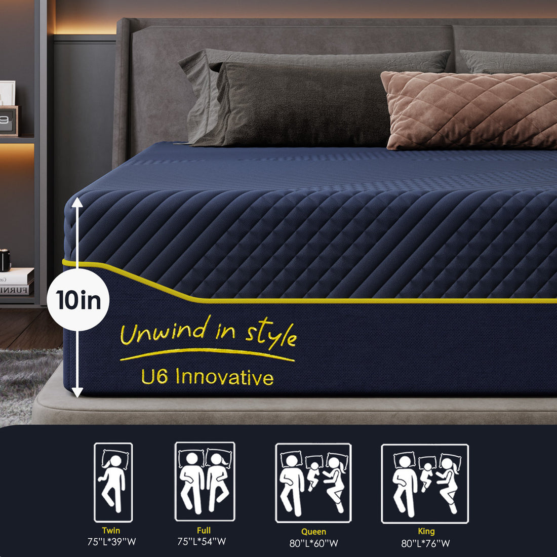 10" Mattress Queen Size, Medium Cooling Gel Memory Foam Mattress In a Box