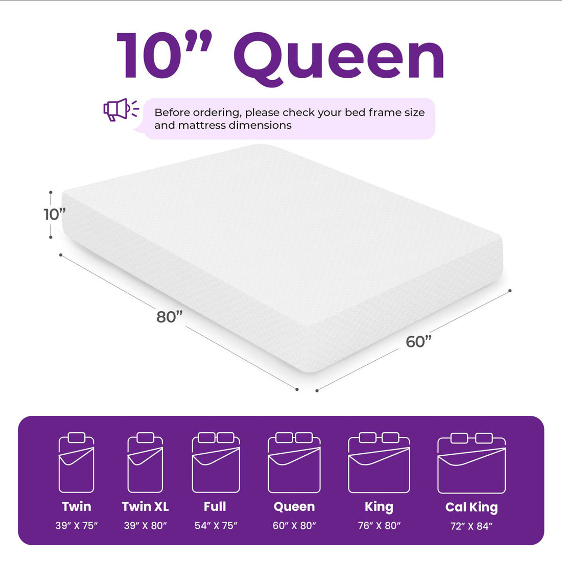 10" Medium Memory Foam Mattress
