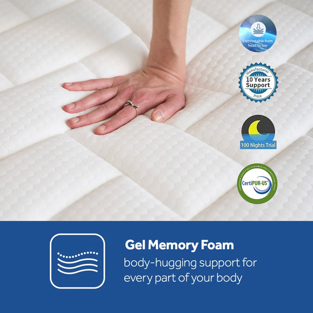 10''/12''/14'' Medium Pocket Spring Hybrid Mattress with CertiPUR-US