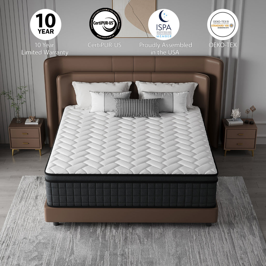 10''/12''/14'' Medium Pocket Spring Hybrid Mattress with CertiPUR-US