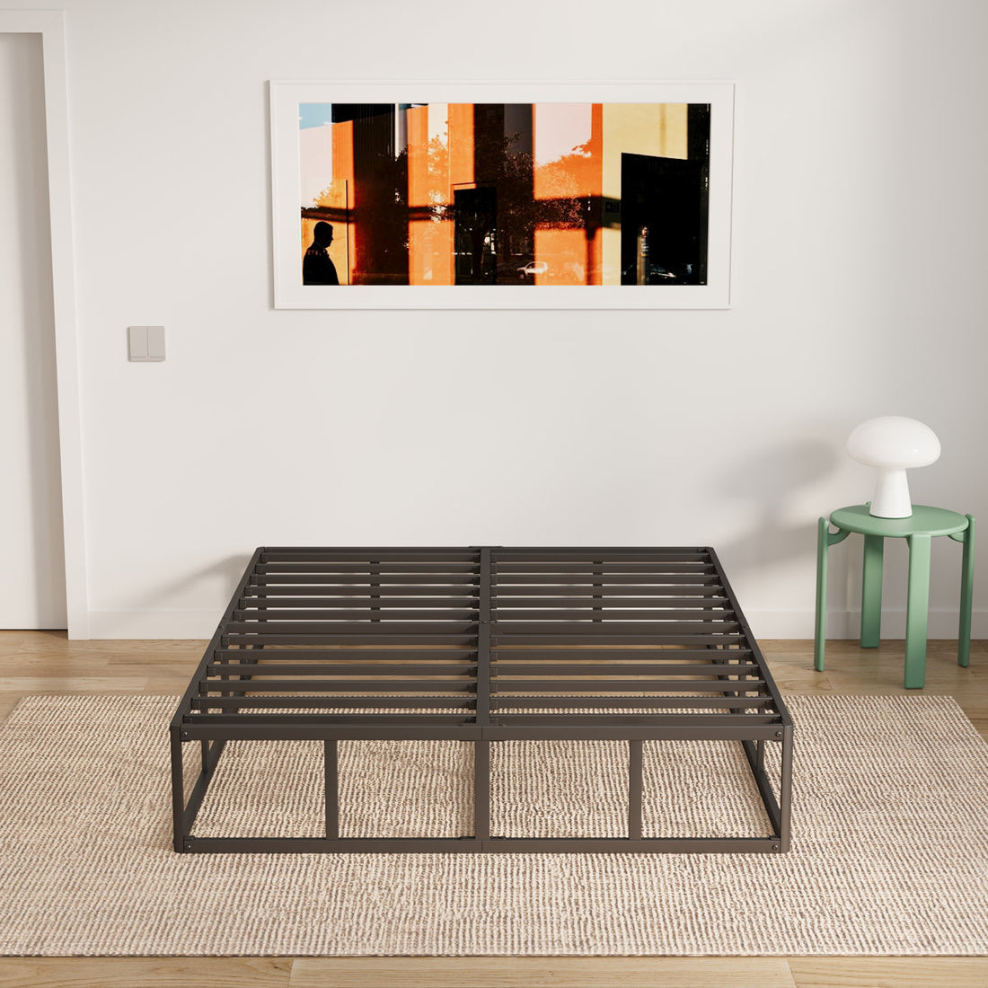 10 Inch Queen Metal Box Spring With Frabric Cover, Easy Assembly