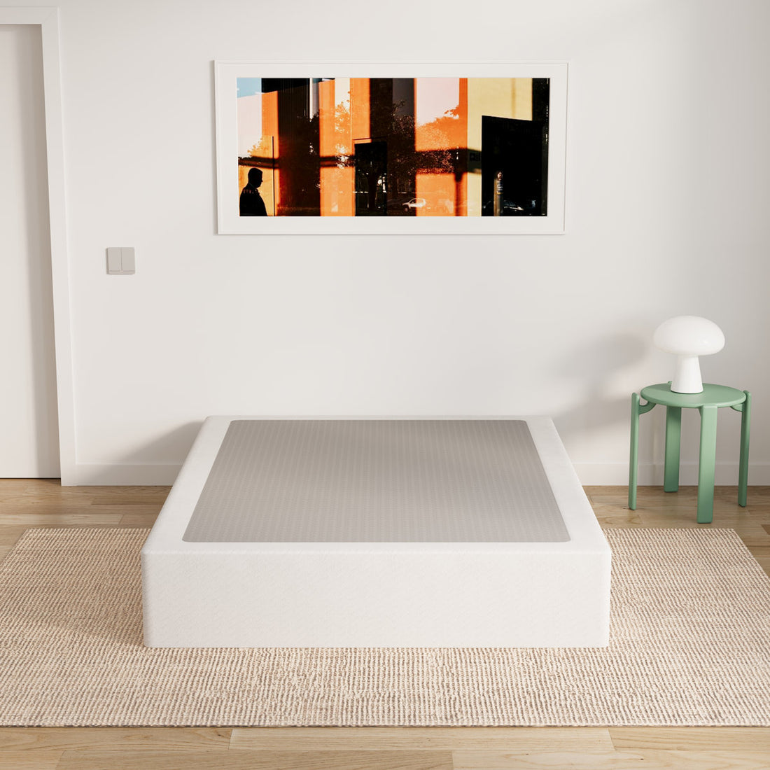10 Inch Queen Metal Box Spring With Frabric Cover, Easy Assembly