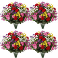 6 bunches artificial geranium   mixed faux flowers uv
