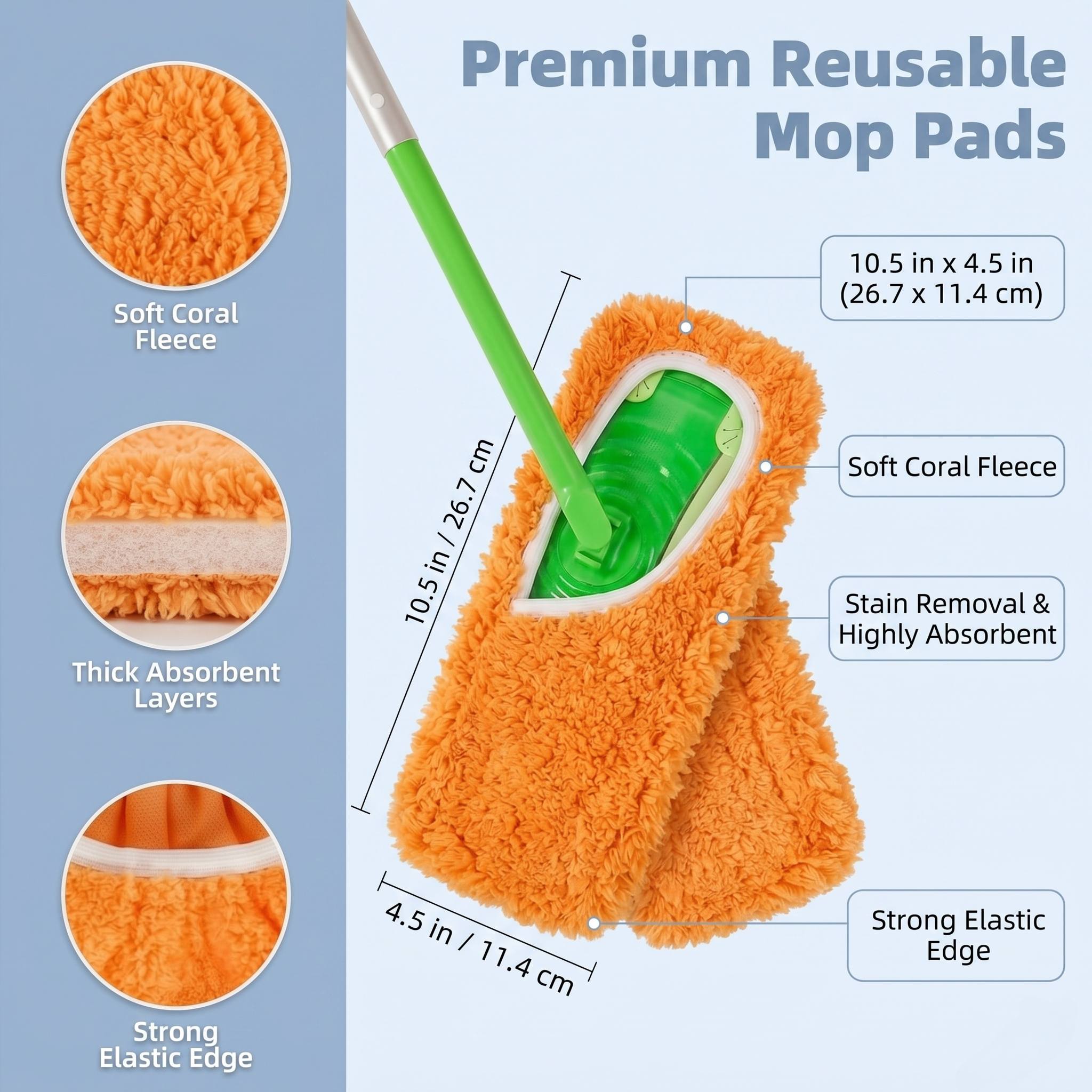 4pcs washable microfiber mop pads