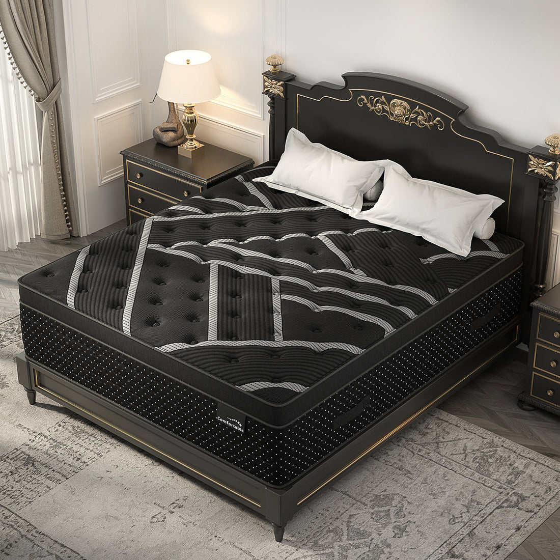 12"/14" Medium-Firm Hybrid Mattress with Gel Memory Foam, Fiberglass-Free Mattress in a Box for Twin/Full/Queen/King