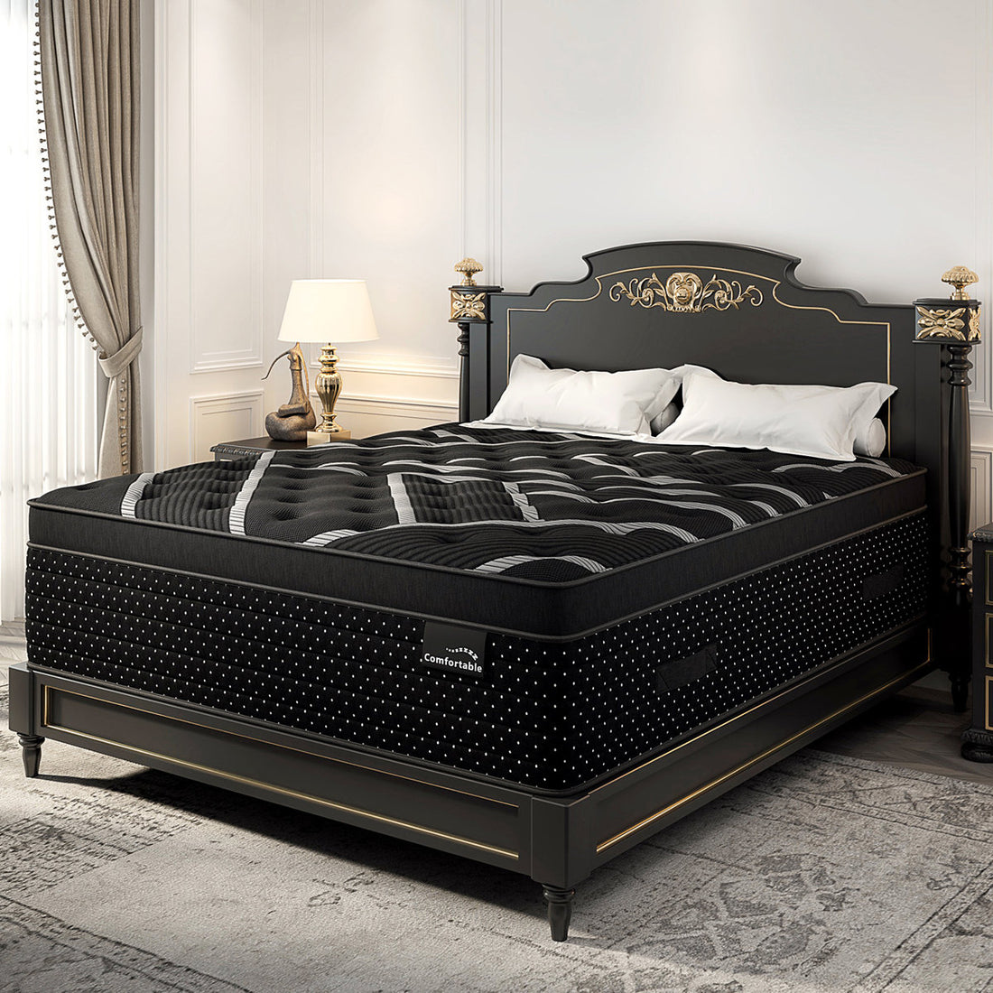 12"/14" Medium-Firm Hybrid Mattress with Gel Memory Foam, Fiberglass-Free Mattress in a Box for Twin/Full/Queen/King