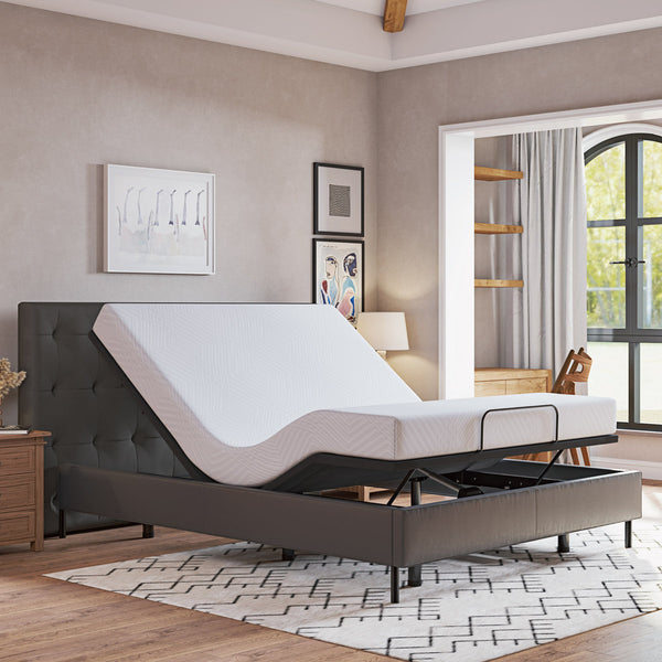 12" Adjustable Bed with Massage, Wireless Remote, and Underbed Lighting
