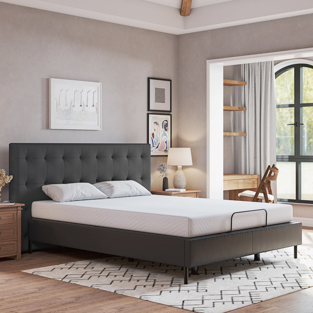 12" Adjustable Bed with Massage, Wireless Remote, and Underbed Lighting