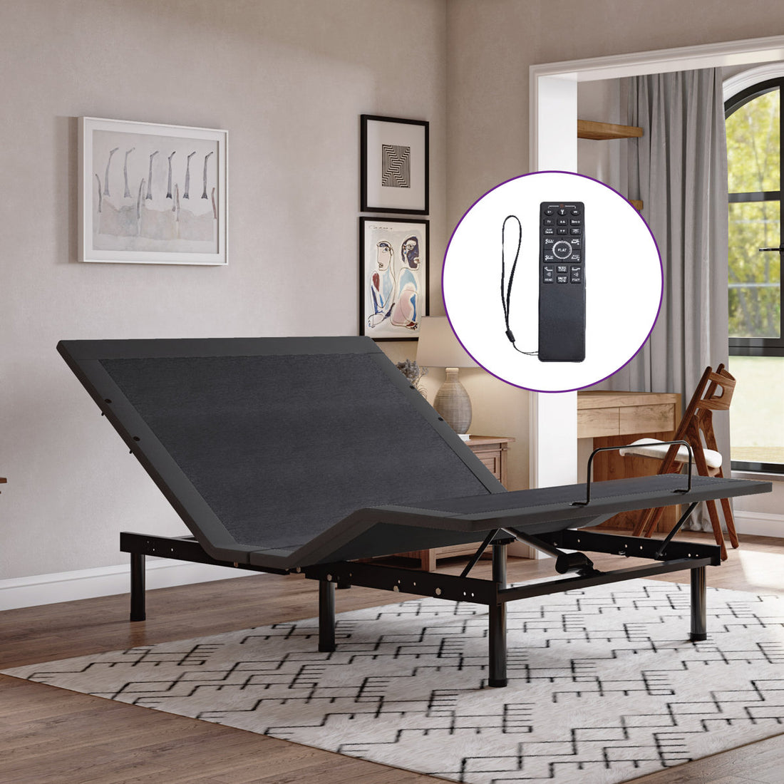 12" Adjustable Bed with Massage, Wireless Remote, and Underbed Lighting