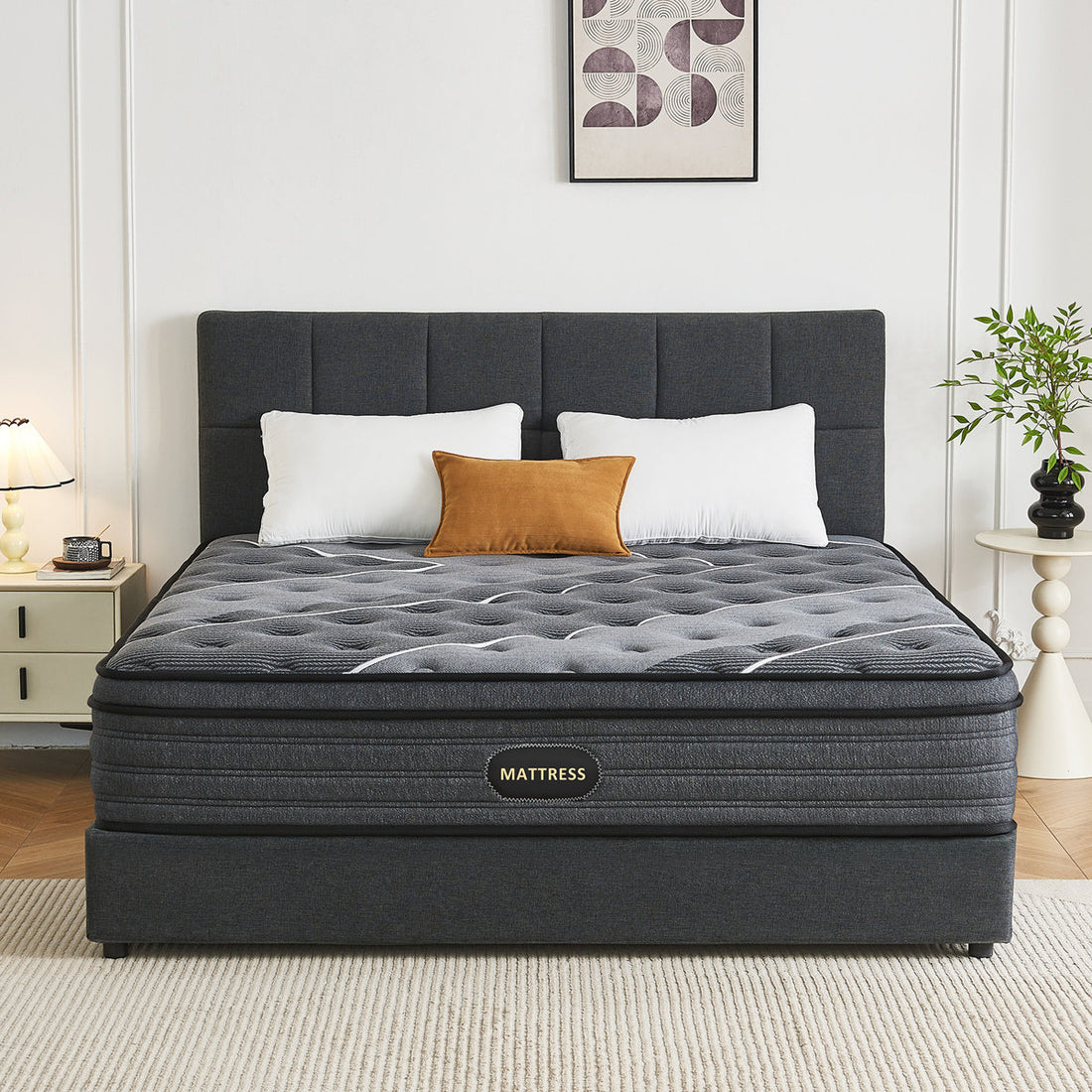 12" Queen Medium Hybrid Mattress, Cooling Gel Memory Foam Pocket Coil Mattress in a Box, Reinforced Edge Support, Fiberglass-Free, CertiPUR-US Certified