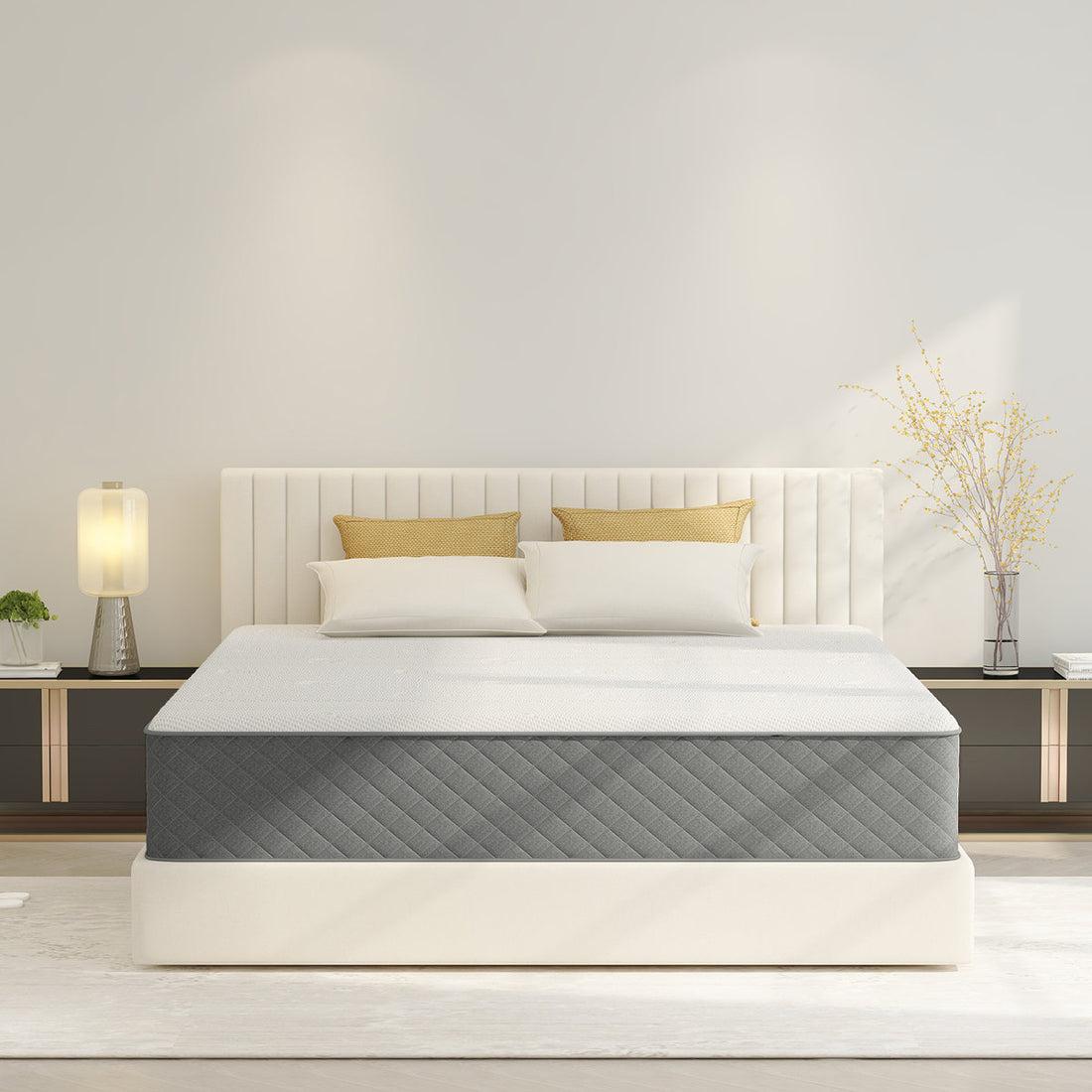 12" queen mattress pillow top hybrid mattress memory foam medium firm, CertiPUR-US, SGS Certified