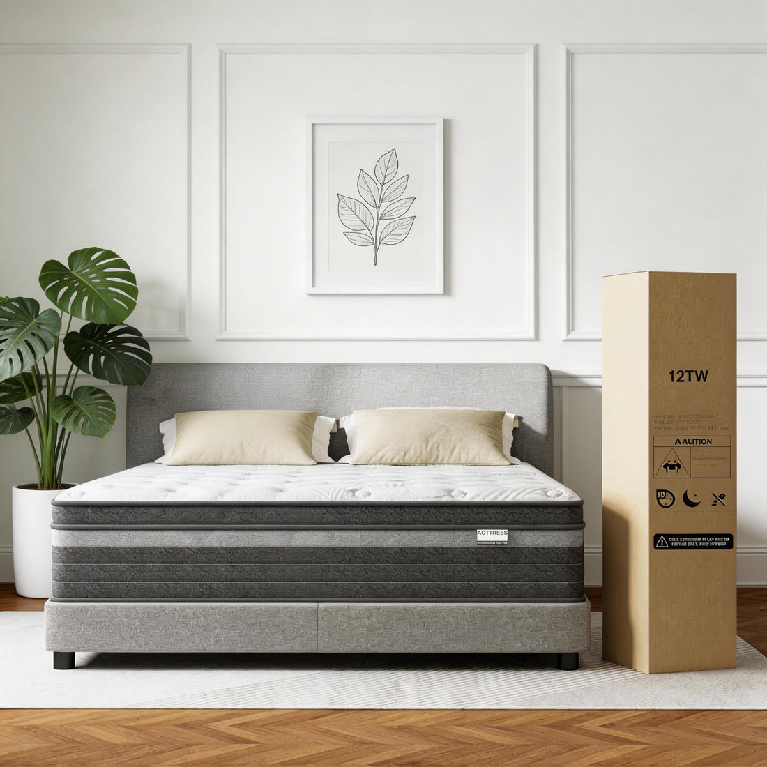 12'' Medium Firm Hybrid Memory Cooling Foam Twin XL Mattress In A Box, Pressure Relief, And Motion Isolation With Certipur-US Certified
