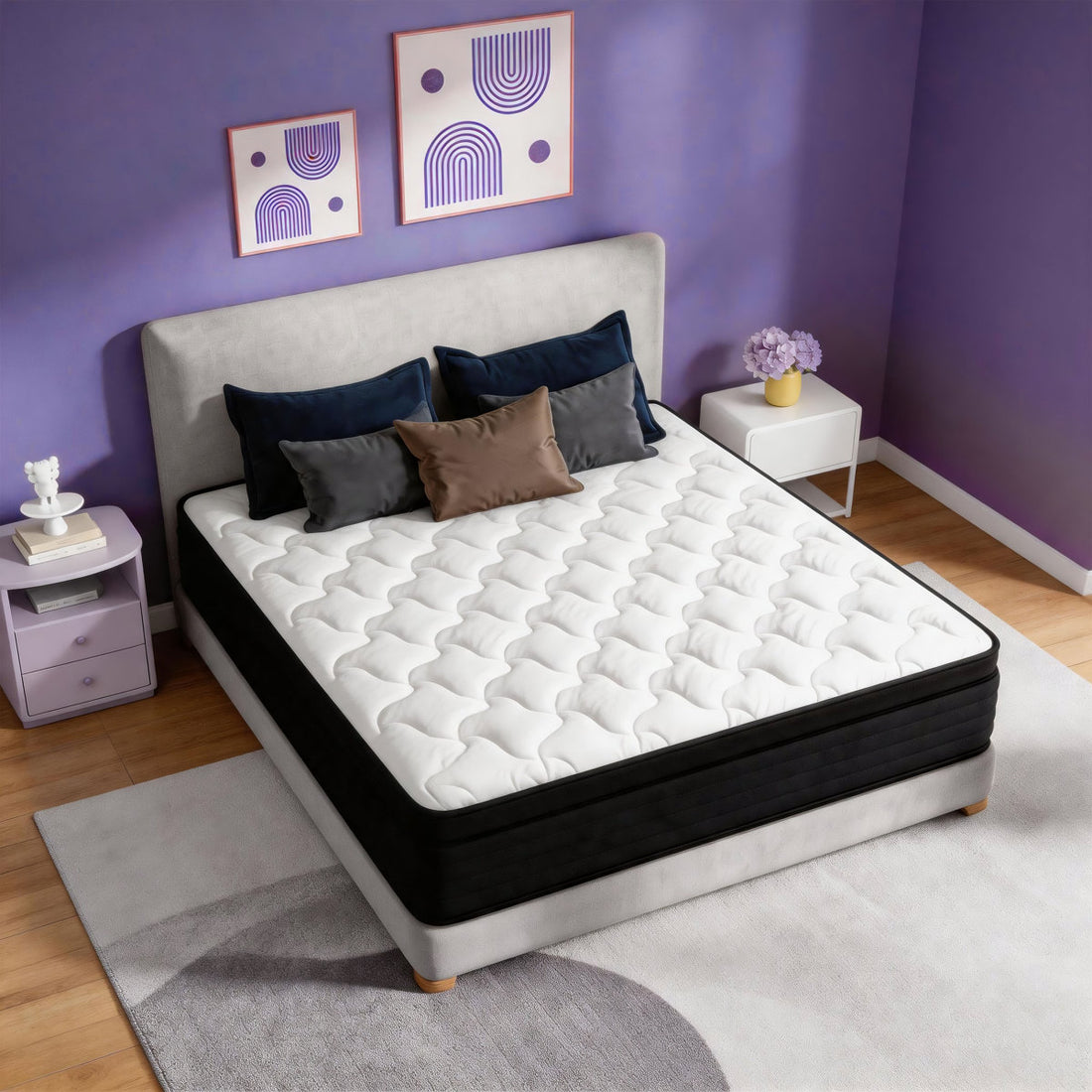 12/14 Inch Medium Firm Cooling Gel Mattress, Back Pain Relief Body Contouring Comfort, Breathable Hypoallergenic Mattress For Home Bedroom Use