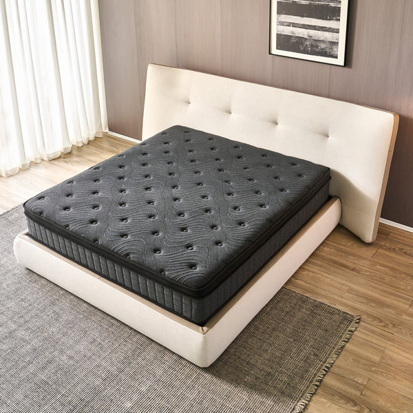 12 Inch Hybrid Queen Size Mattress in a Box, Cooling Gel Memory Foam & Pocket Coils for Pain Relieving & Pressure Relief, Medium Firm with Motion Isolation & Edge Support, CertiPUR-US Certified, Fiberglass-Free (Black)