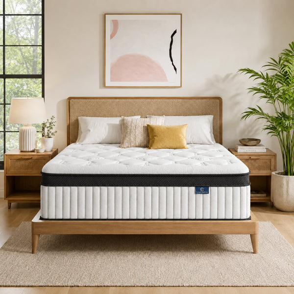 12 Inch Queen Mattress, Memory Foam Hybrid Mattress in a Box with Cooling Gel and Pocket Springs, Medium Firm Support Mattress