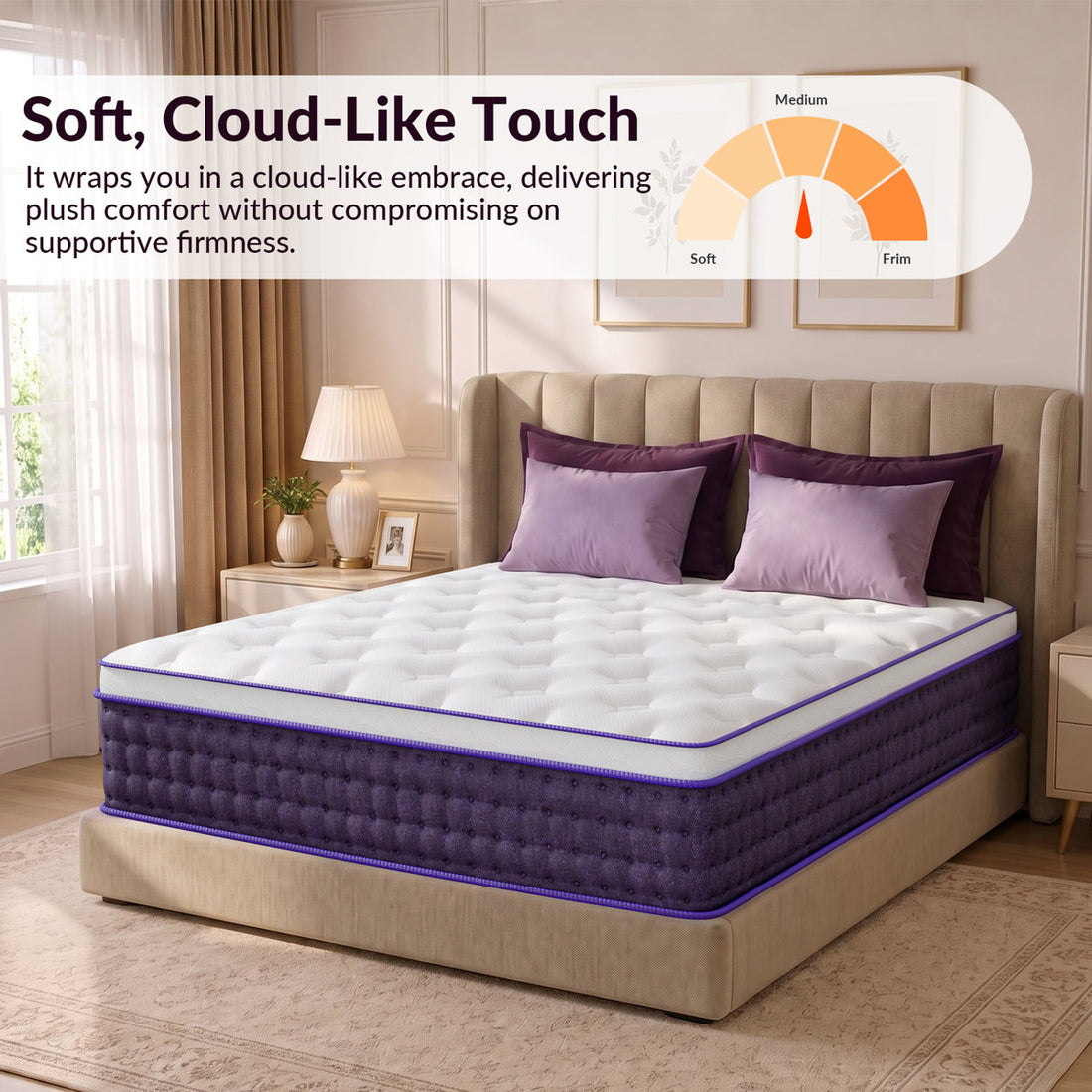 12 Inch Queen Soft Gel Memory Foam Hybrid Mattress, Cloud-Like Body Contouring, Pressure Point Relief, Fiberglass-Free, CertiPUR-US & OEKO-TEX Certified