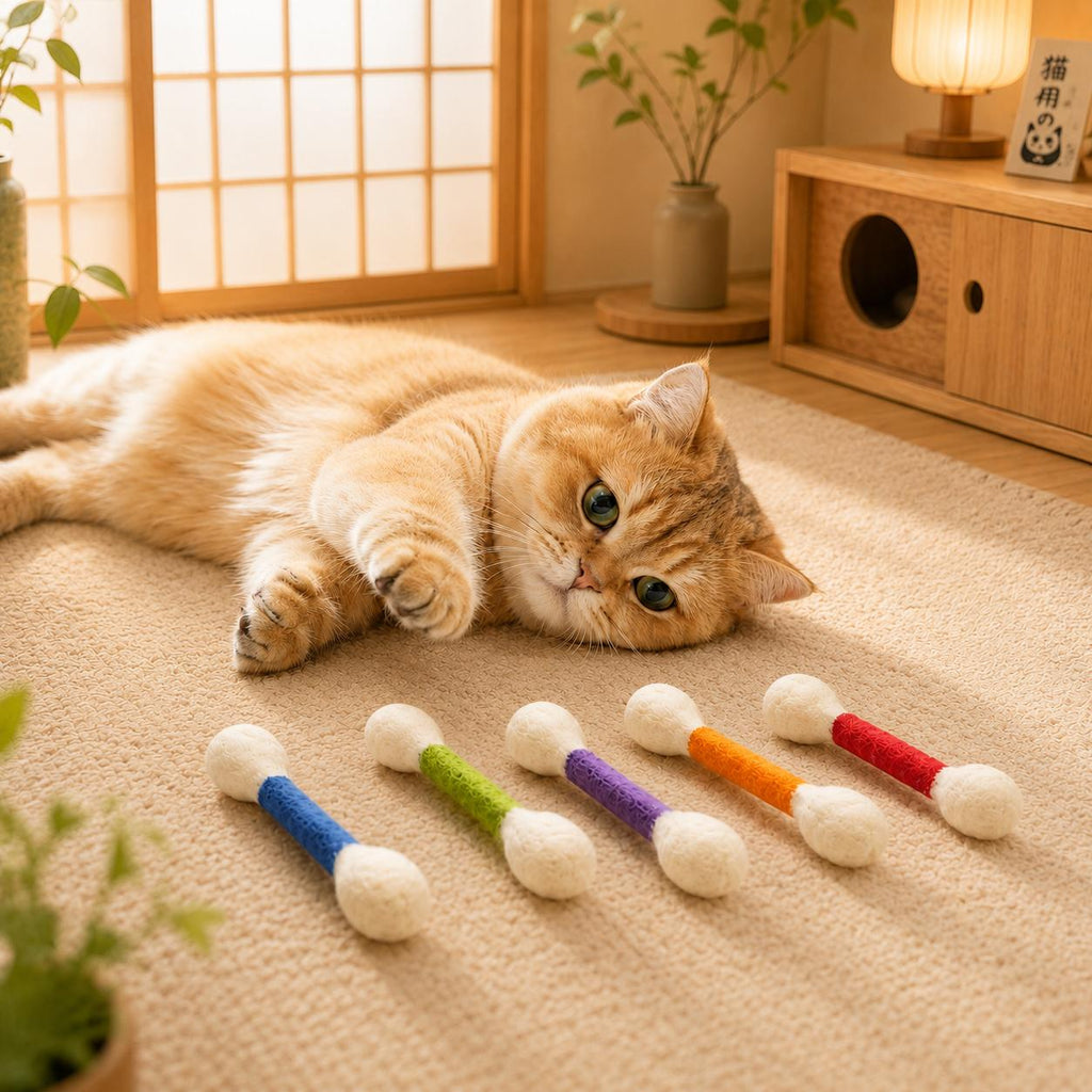 4pcs set large cat teaser wands in random colors swab shape
