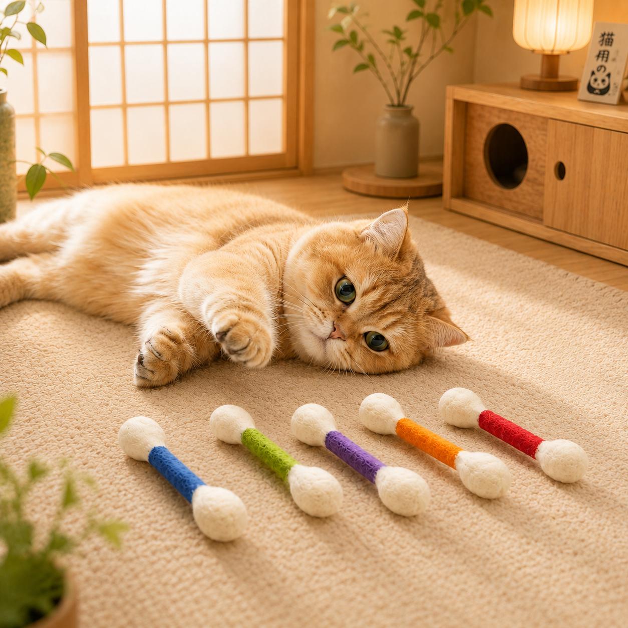 4pcs set large cat teaser wands in random colors swab shape