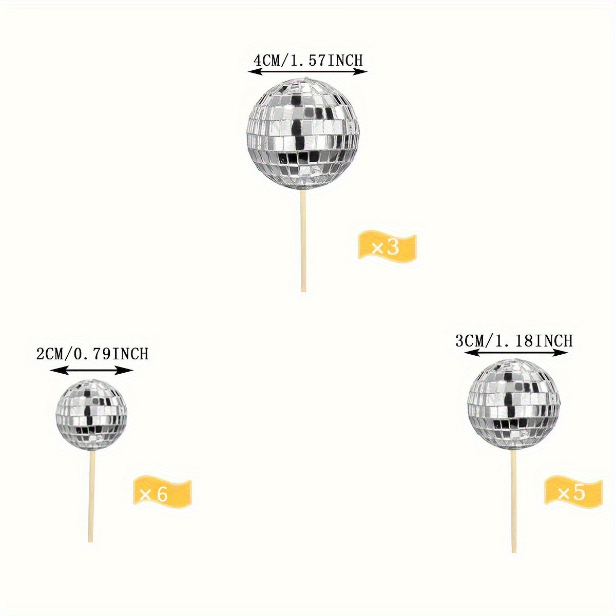 14 silver disco ball cake decorations suitable 70s disco