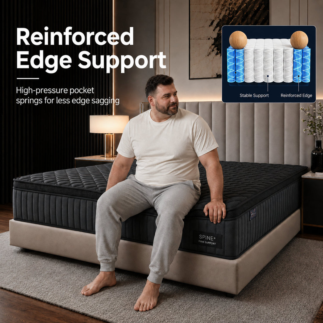 14" Extra Firm King Mattress for Back Pain - 7-Zone Orthopedic Support