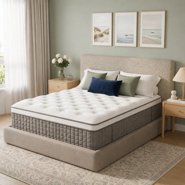 14" Medium Firm Pillow Top Hybrid Mattress with Gel Memory Foam and Pocket Springs, Motion Isolation, Pressure Relief, CertiPUR-US & OEKO-TEX Certified