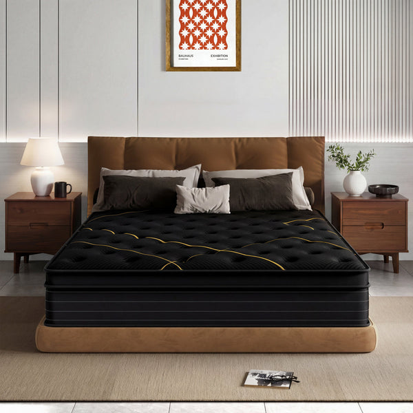 14" Medium Hybrid Mattress with Cooling Gel Memory Foam & Pocket Springs, Euro Top Mattress in a Box