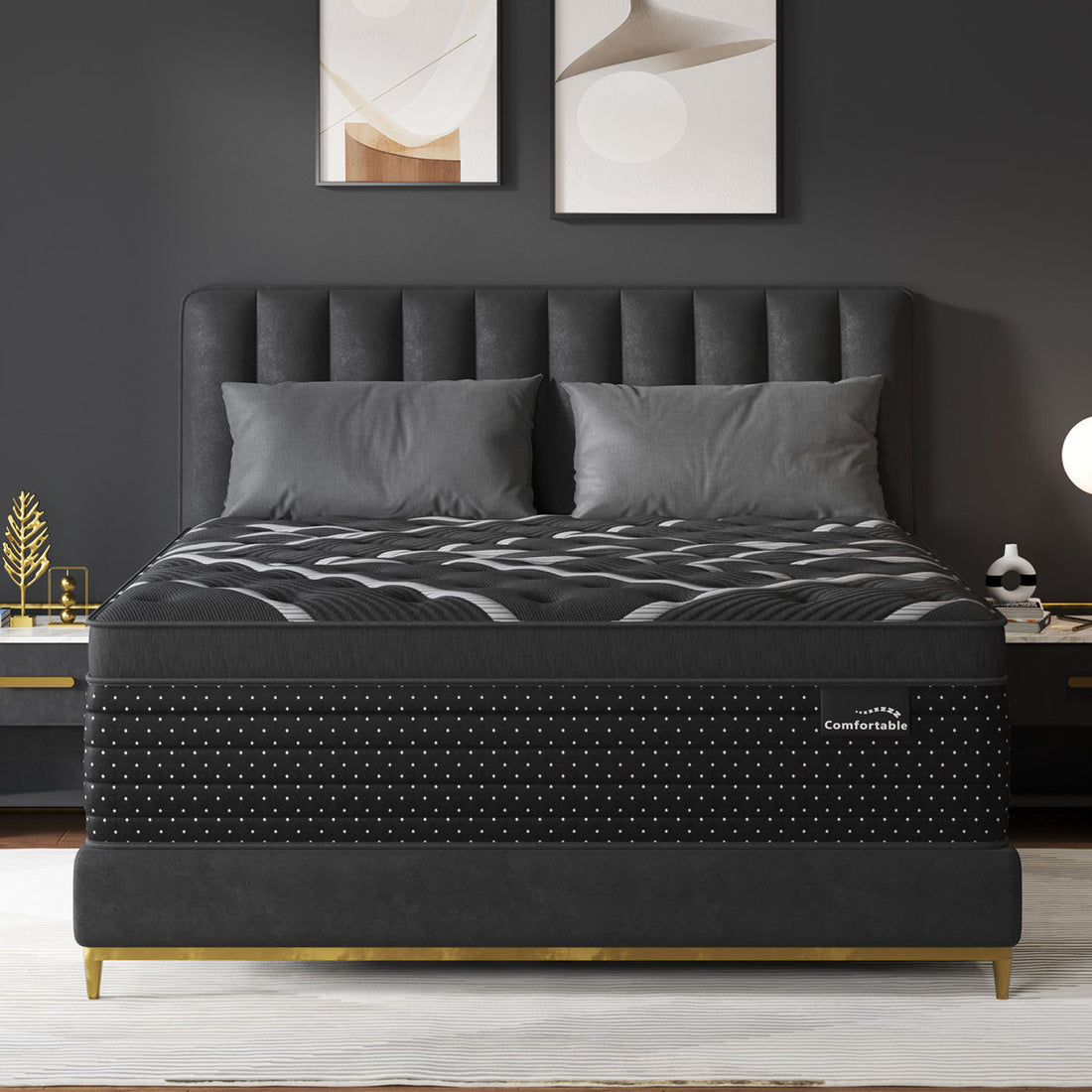 14''Medium-Firm Hybrid Mattress with Cooling Gel Memory Foam, Individually Wrapped Pocket Coils, Mattress in a Box