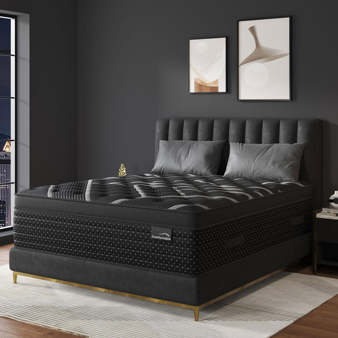 14''Medium-Firm Hybrid Mattress with Cooling Gel Memory Foam, Individually Wrapped Pocket Coils, Mattress in a Box