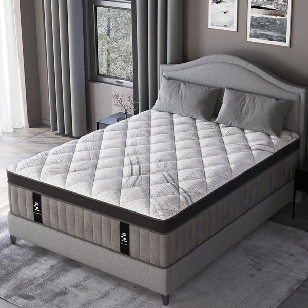 14'' Hybrid Mattress, Medium-Firm Support, Pocket Spring & Memory Foam, Mattress in a Box, Motion Isolation, Breathable & Fiberglass-Free