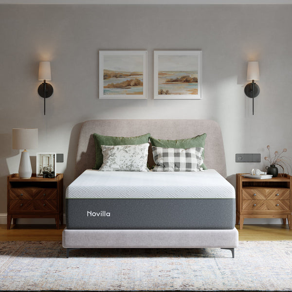 14 Inch Queen Gel Memory Foam Mattress, Cooling Green Tea Infused Bed in a Box with Lumbar Support, Medium Firm Feel for Pressure Relief & Spinal Alignment