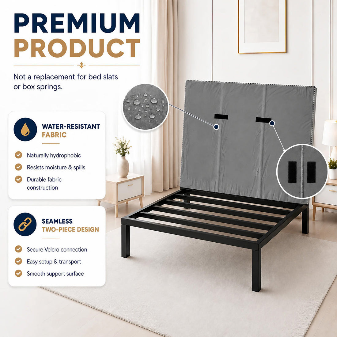 15Mm Bunkie Board Queen 60X80, Heavy Duty Under Mattress Support, Low Profile Bed Support Board For Slatted Bed Frame, No Box Spring Needed, Non-Slip
