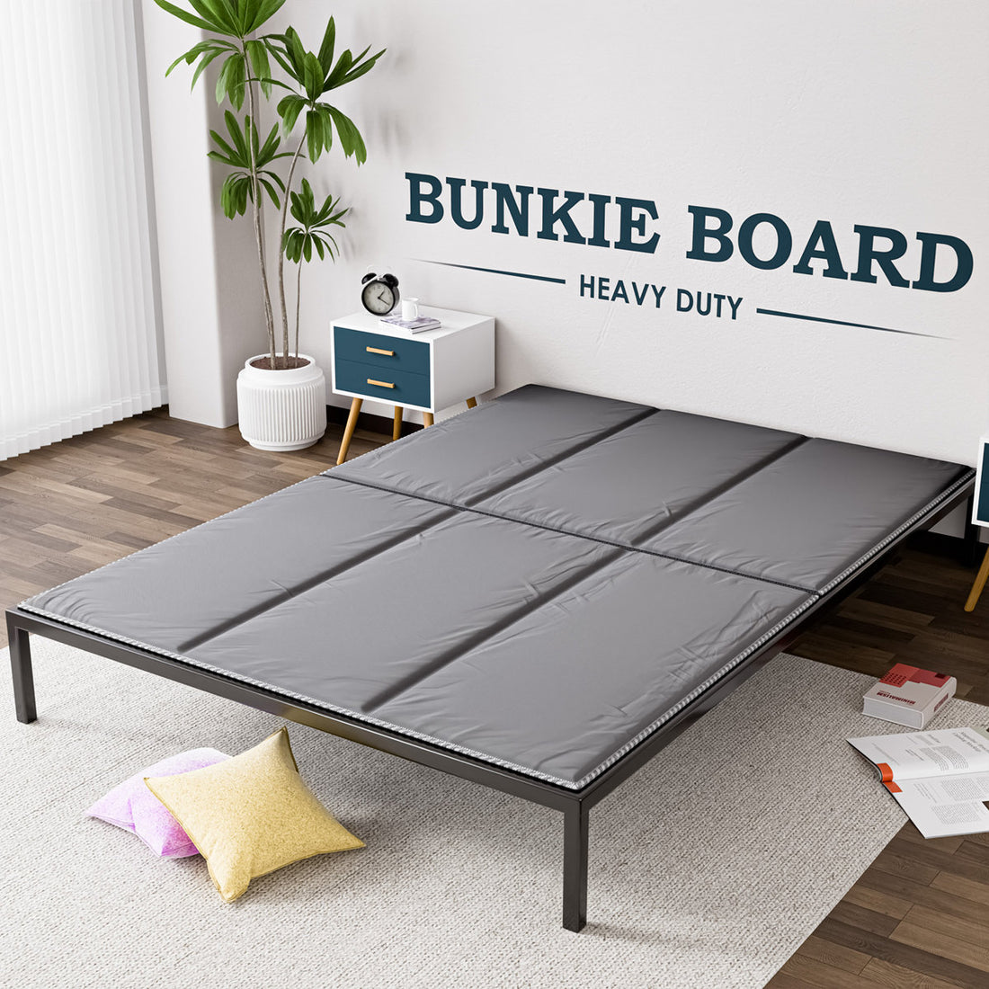 15Mm Bunkie Board Queen 60X80, Heavy Duty Under Mattress Support, Low Profile Bed Support Board For Slatted Bed Frame, No Box Spring Needed, Non-Slip