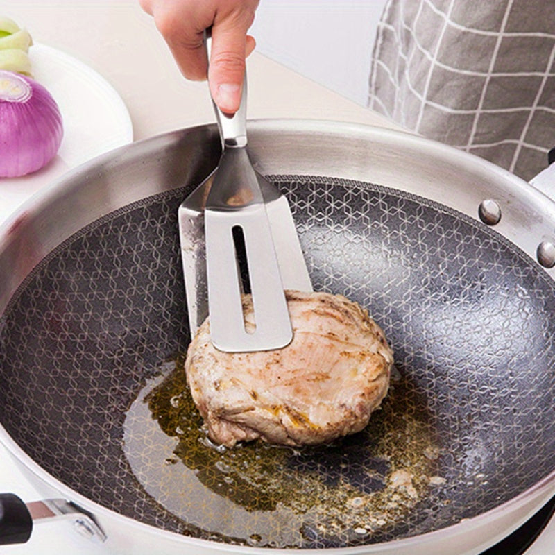 1pc stainless steel fried fish shovel clamp food tong fish