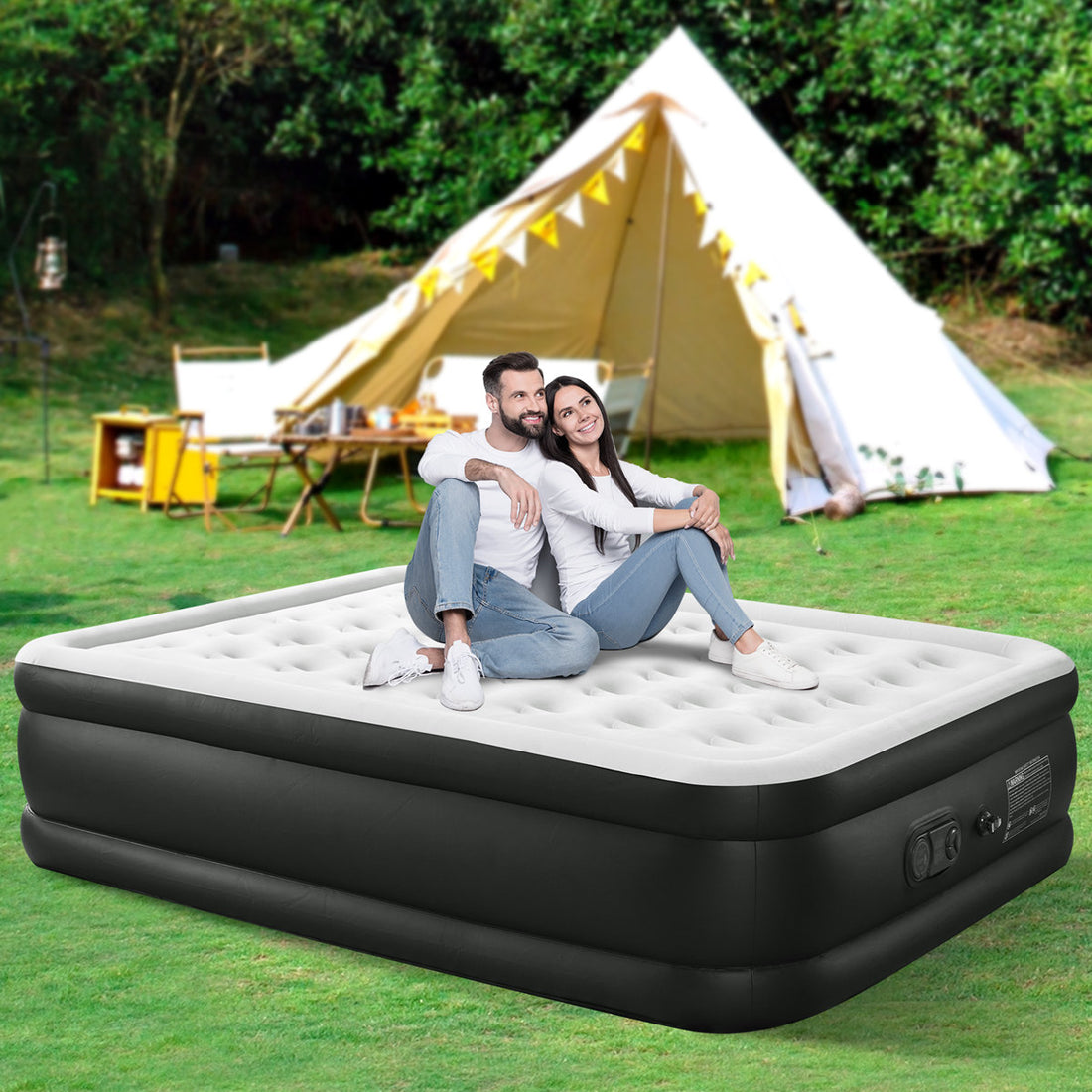 16" H Air Mattress Bed with Built- in Pump Blow Up Mattresses for Camping, Indoor Colchon, Guests