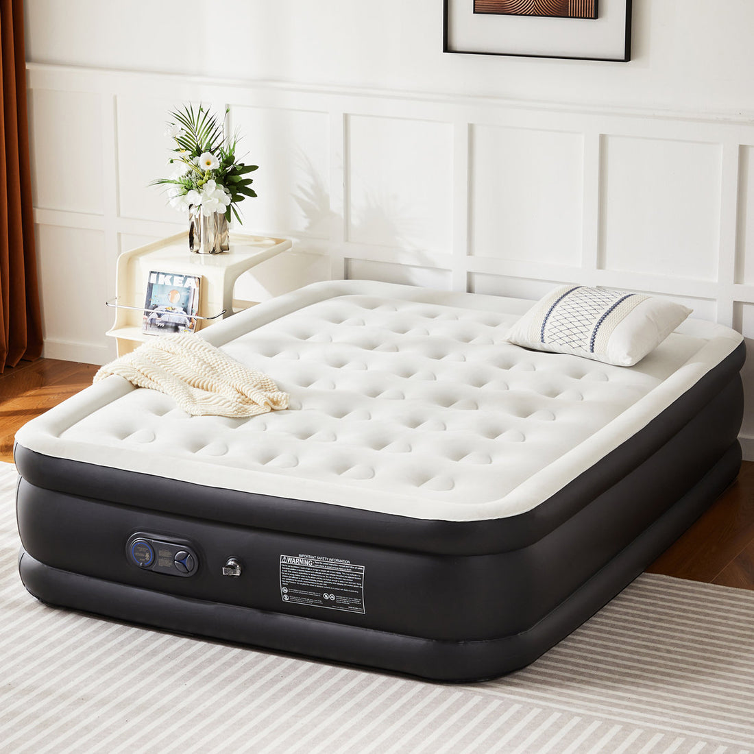 16" H Air Mattress Bed with Built- in Pump Blow Up Mattresses for Camping, Indoor Colchon, Guests