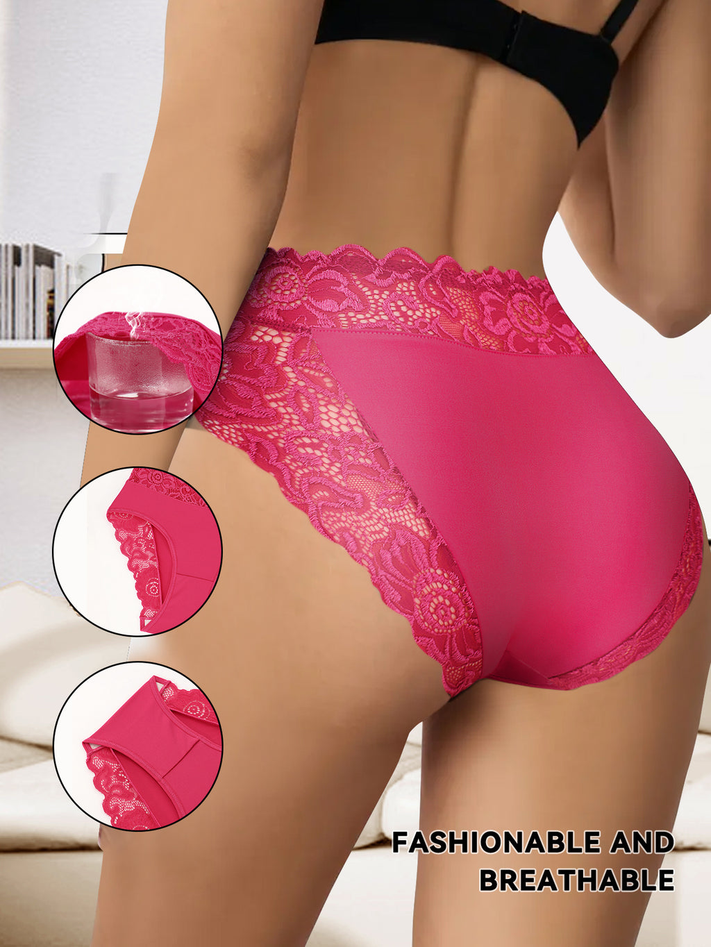 5pcs womens high waisted tummy control briefs elegant lace