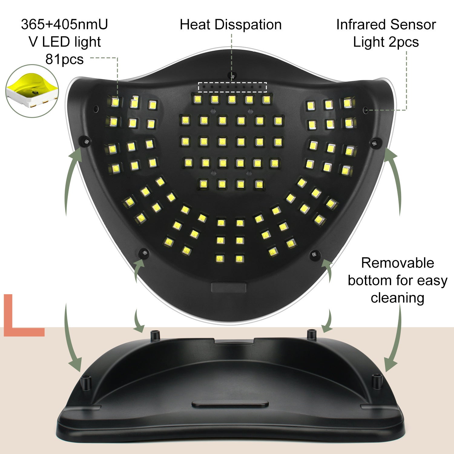 380w led nail lamp 4 timer setting portable