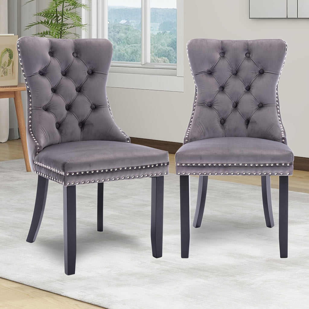velvet upholstered dining chairs set 2 wingback dining room
