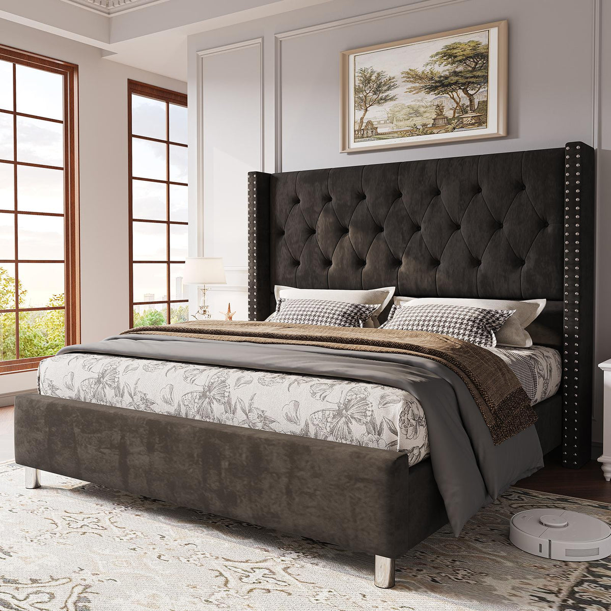 upholstered platform bed frame 50 inch velvet