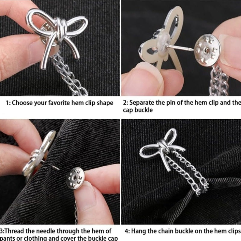 8pcs multi function clothing clips hemming metal star heart