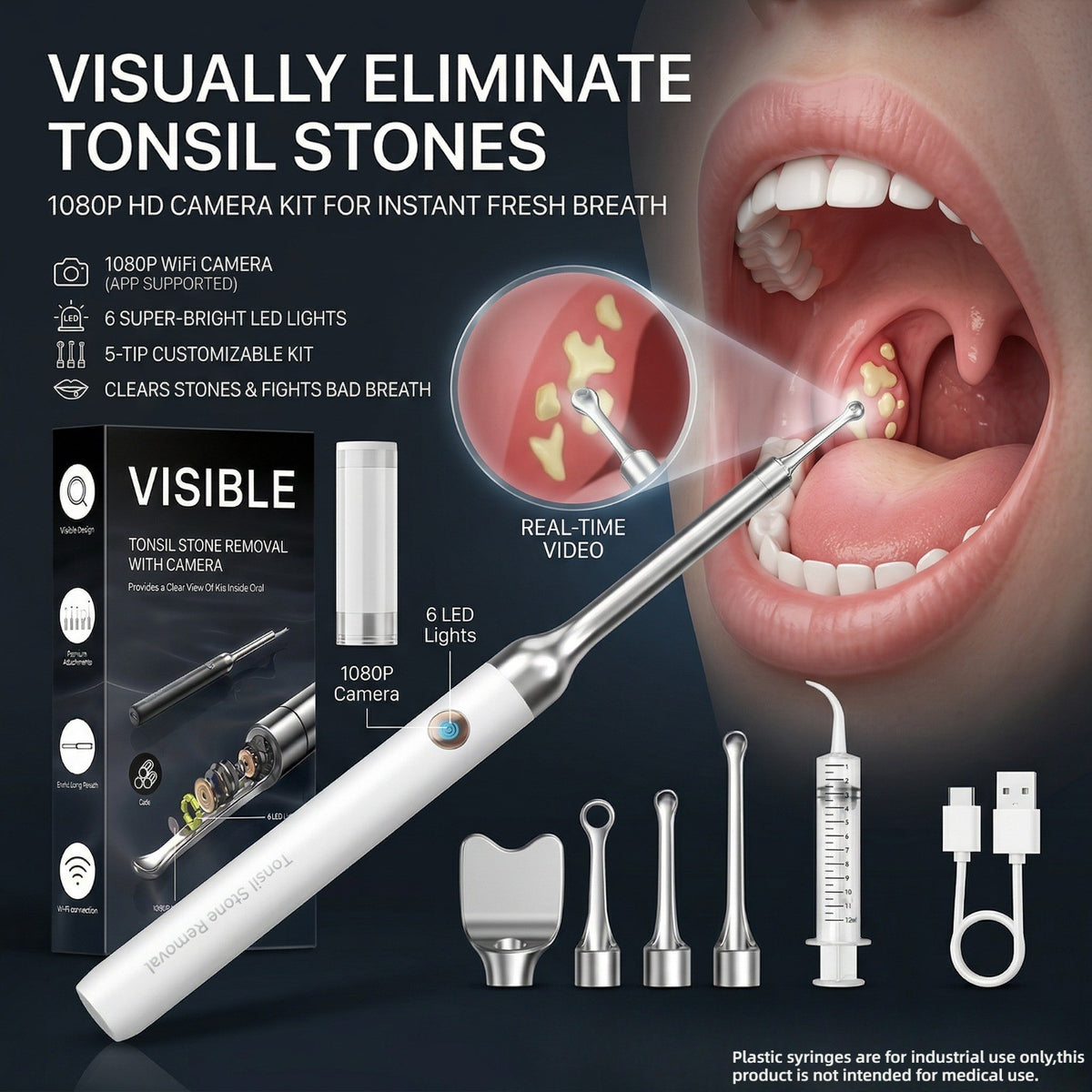 tonsil stone remover camera 1080p hd visual removal