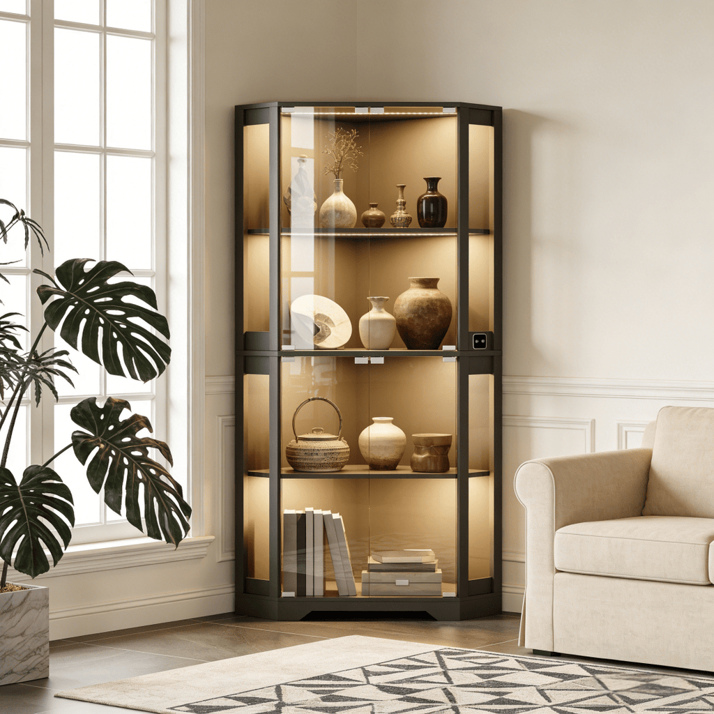 1pc corner glass display cabinet   showcase
